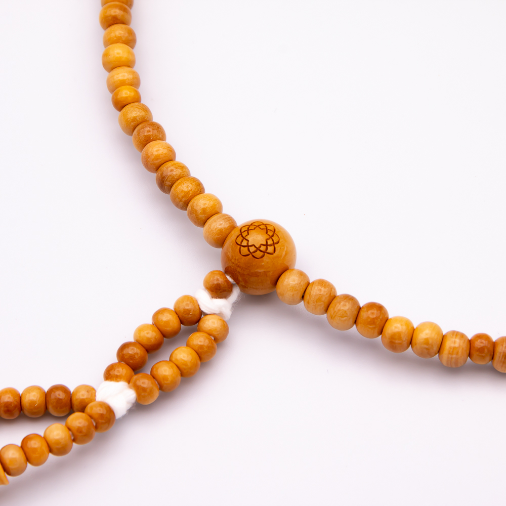 柘植 八葉蓮華彫り 数珠 尺2寸（特大・男性向け） 木 綿房 創価学会